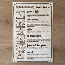 Load image into Gallery viewer, How to Enjoy the Sauna Sign
