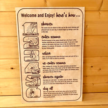 Load image into Gallery viewer, How to Enjoy the Sauna Sign
