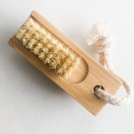 Double Sided Bamboo Nail Brush with String