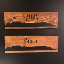 Load image into Gallery viewer, Sleeping Giant SAUNA Sign Red Cedar Colour
